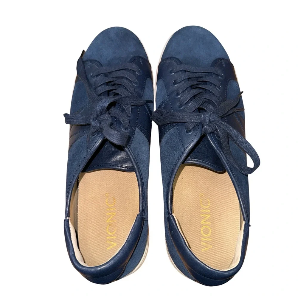 Vionic Jerome Suede Sneakers Mens 11 Pre-Owned Low‎ Top Navy Blue Shoes Orthotic